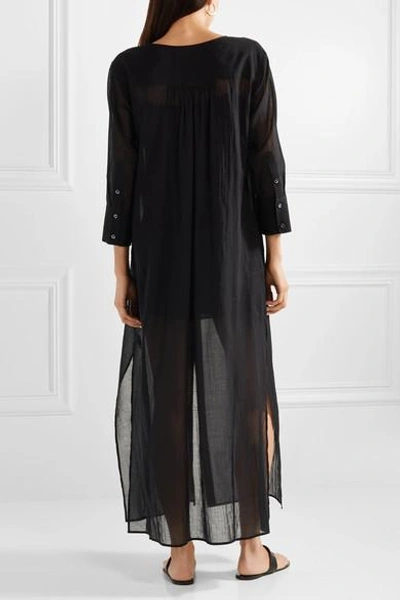Shop Theory Weekend Cotton-gauze Maxi Dress In Black