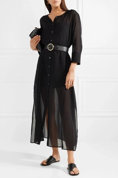 Shop Theory Weekend Cotton-gauze Maxi Dress In Black