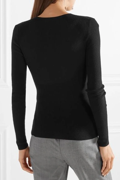 Shop Michael Kors Ribbed Cashmere Sweater In Black