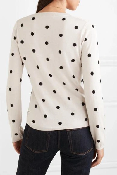 Shop Max Mara Polka-dot Silk And Cashmere-blend Sweater In Cream