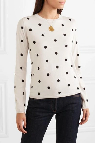 Shop Max Mara Polka-dot Silk And Cashmere-blend Sweater In Cream