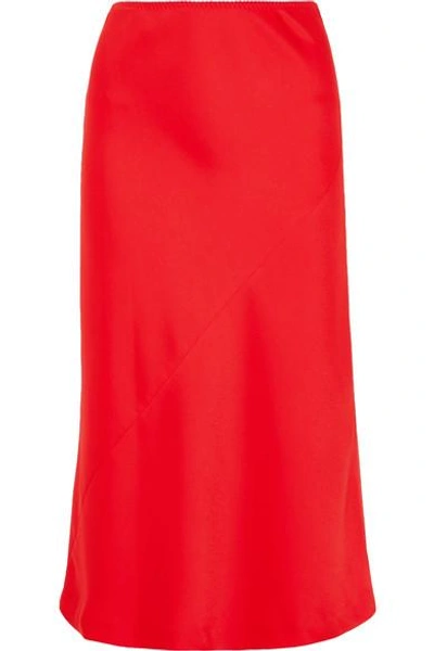 Shop Maison Margiela Cady Midi Skirt In Red