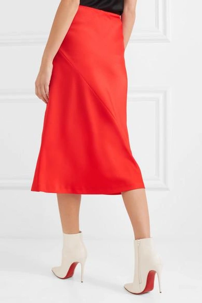 Shop Maison Margiela Cady Midi Skirt In Red