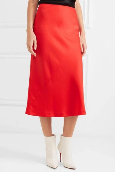 Shop Maison Margiela Cady Midi Skirt In Red