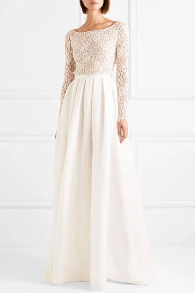 Shop Rime Arodaky Avery Corded Lace And Silk-gazar Gown In White