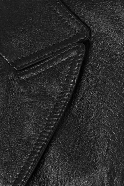 Shop Saint Laurent Cropped Leather Jacket In Black