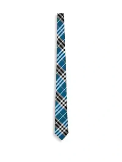 Shop Burberry Manston Plaid Skinny Tie In Bright Cobalt