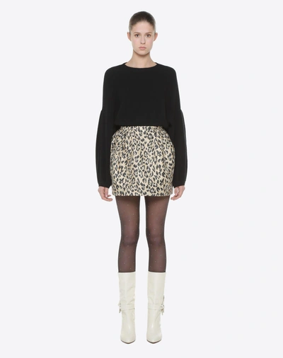 Shop Valentino Wild Leopard Mini Skirt In Beige