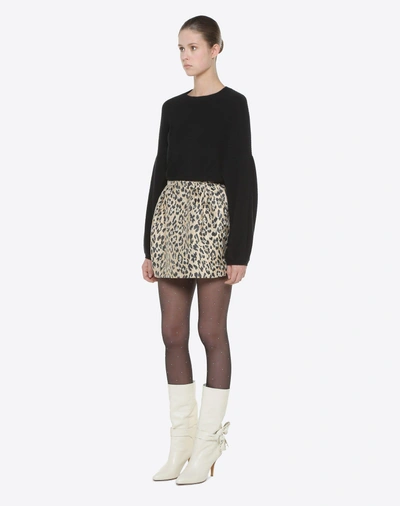 Shop Valentino Wild Leopard Mini Skirt In Beige