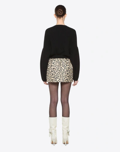 Shop Valentino Wild Leopard Mini Skirt In Beige