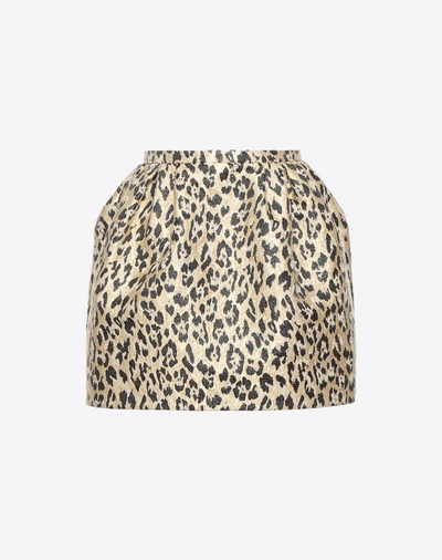 Shop Valentino Wild Leopard Mini Skirt In Beige