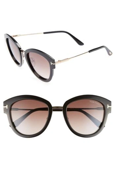 Shop Tom Ford Mia 55mm Cat Eye Sunglasses - Dark Havana/ Brown Mirror