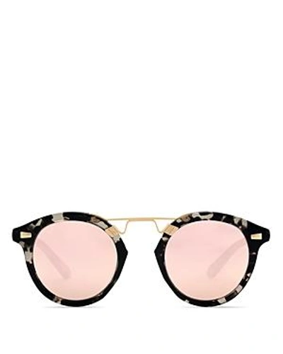 Shop Krewe Women's Stl Ii 24k Mirrored Round Sunglasses, 48mm In Charcoal/rose