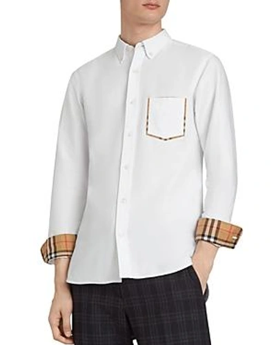 Shop Burberry Harry Check-accented Regular Fit Shirt In White