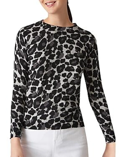 Shop Whistles Leopard Print Sweater In Gray Marl