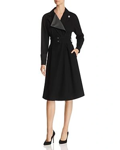 Shop Emporio Armani Belted Flared Coat In Black