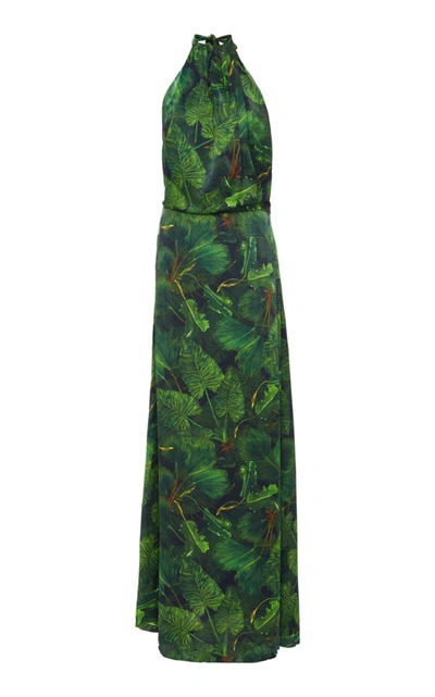 Shop Isolda Yohanna Jungle Night Dress In Green