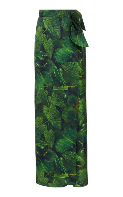 Shop Isolda Gilda Jungle Night Skirt In Green