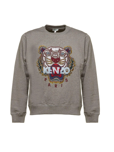 Shop Kenzo Tiger Sweatshirt In Grigio Multicolor