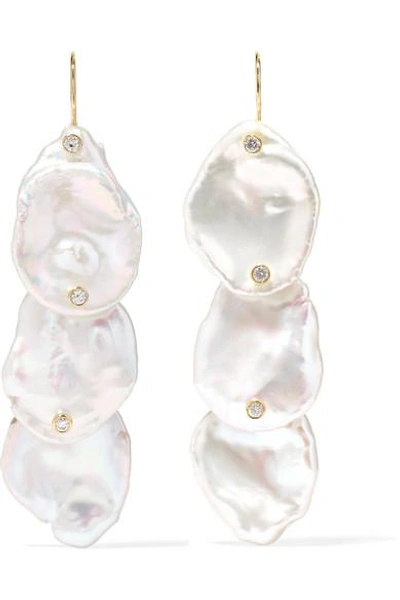 Shop Mizuki 14-karat Gold, Pearl And Diamond Earrings