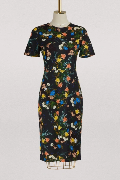 Shop Erdem Essie Short Sleeved Dress In Multi