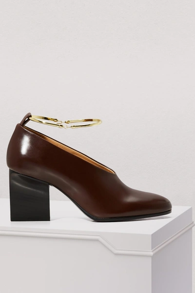 Shop Jil Sander Ring Leather Pumps In Merlot