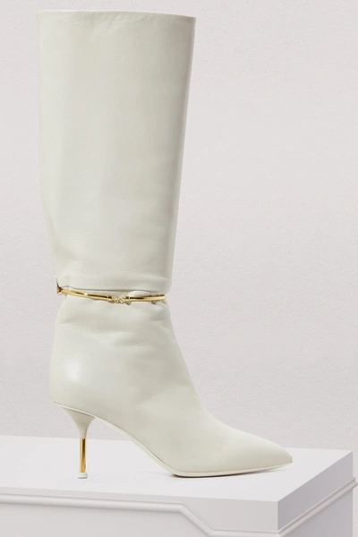 Shop Jil Sander Ring Leather Boots In Ivory