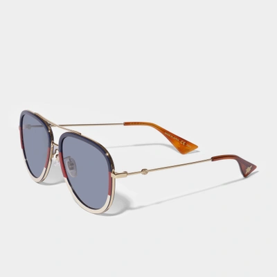 Shop Gucci Injected Sunglasses In 金属色