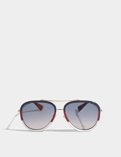 Shop Gucci Injected Sunglasses In 金属色