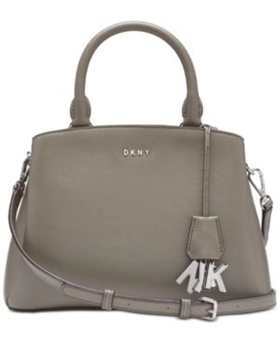 Shop Dkny Paige Leather Medium Satchel, Created For Macy's In Clay/silver