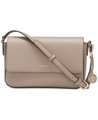 Shop Dkny Saffiano Leather Bryant Flap Crossbody, Created For Macy's In Soft Clay