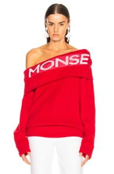 Shop Monse Logo Twist Shawl Sweater In Red.