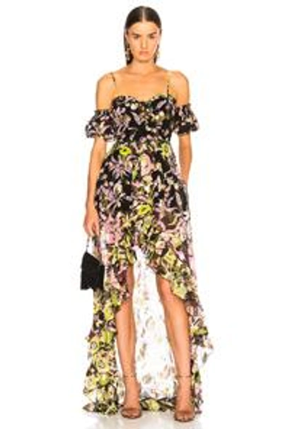 Shop Dundas Fil Coupe Lace Front Maxi Dress In Black,floral,metallics. In Black & Multicolor
