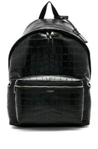 Shop Saint Laurent City Backpack In Black Croc
