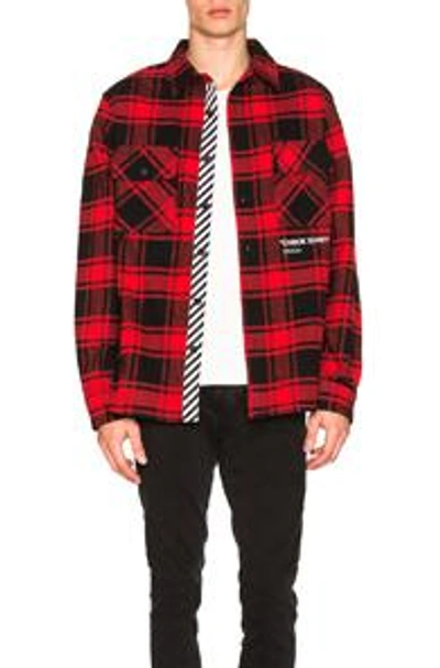 Shop Off-white Quote Flannel In Black,checkered & Plaid,red
