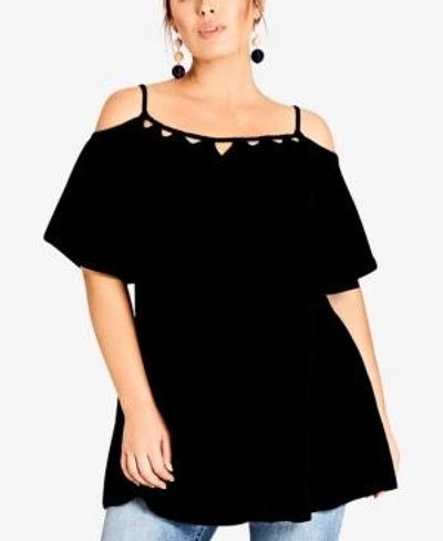 Shop City Chic Trendy Plus Size Cold-shoulder Tunic In Black