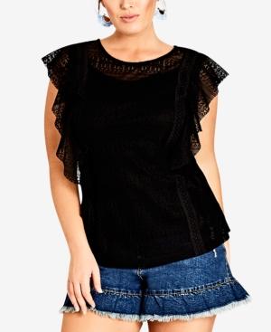 city chic black lace top
