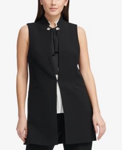Shop Dkny Collarless Vest, Created For Macy's In Black