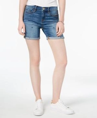 Shop Tommy Hilfiger Embroidered Denim Shorts, Created For Macy's In Sea Breeze Anchors