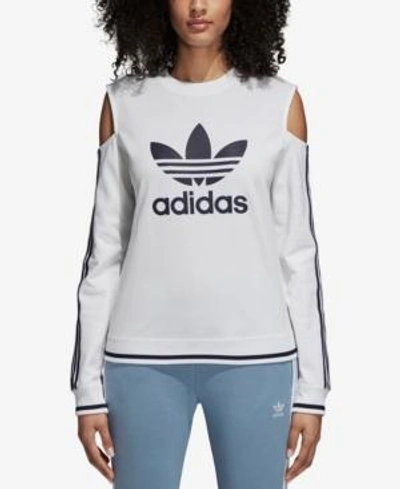 Shop Adidas Originals Active Icons Cold-shoulder Sweatshirt In White