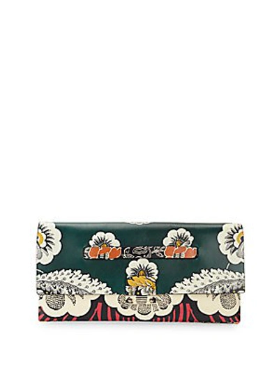 Shop Valentino Printed Leather Clutch In Multicolor
