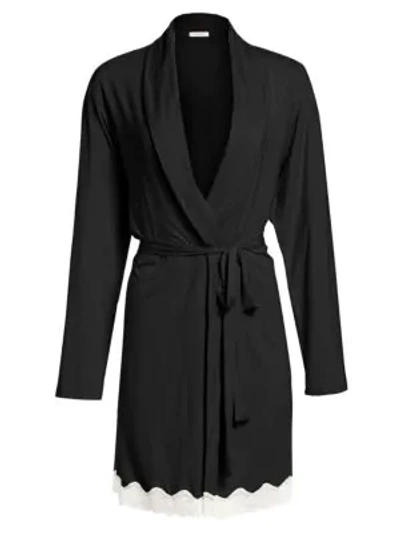 Shop Eberjey Lady Godiva Robe In Black Off White