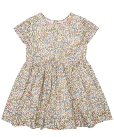 Shop Liberty London Rumble And Roar Short Sleeve Dress 2-8 Years In Pink