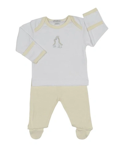 Shop Kissy Kissy Giraffe Footed Pant Set 0-9 Months In Yellow