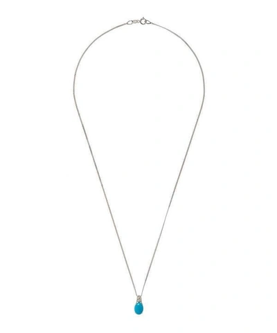 Shop Kojis White Gold Turquoise And Diamond Pendant Necklace In White, Gold