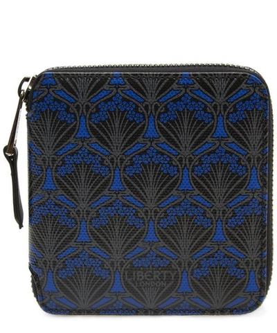 Shop Liberty London Small Zip Around Wallet In Iphis Canvas In Dk Blue