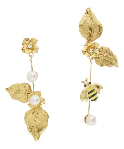 Shop Jennifer Behr Gold-plated Flower And Bee Earrings