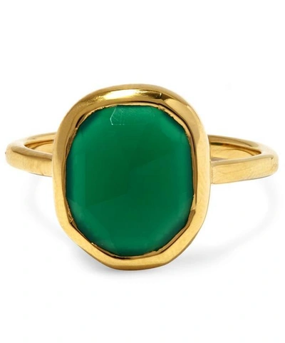 Shop Monica Vinader Gold Vermeil Siren Medium Green Onyx Stacking Ring