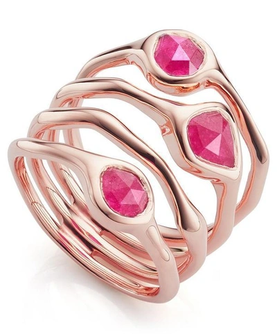 Shop Monica Vinader Rose Gold Vermeil Siren Pink Quartz Cluster Cocktail Ring
