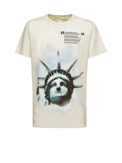 Shop Off-white Liberty Print T-shirt In Bianco Nero